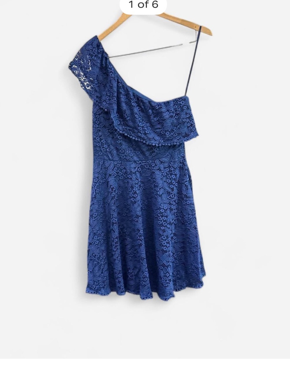 Francesca's blue Lace dress one shoulder cottage core boho coquette feminine M